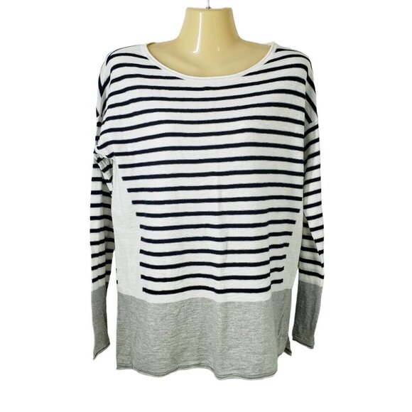 Vince‎ Lightweight Striped Color Block Sweater Women's Size S - Picture 6 of 6